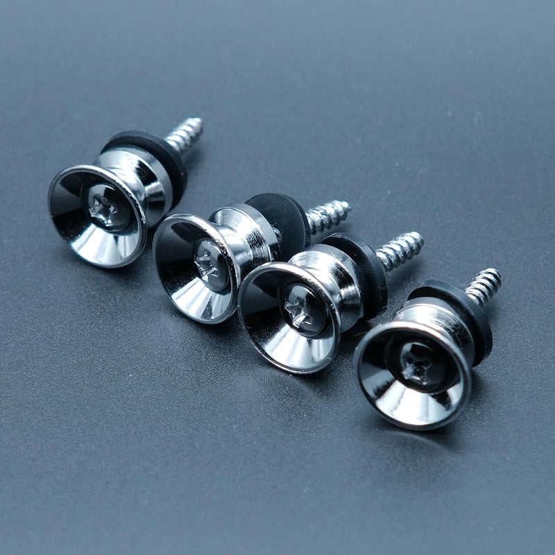harpfeas 4PCS Metal Strap Buttons End Pins with Mounting Screws for Electric Acoustic Guitar, Bass, Ukulele (Chrome) - Image 5